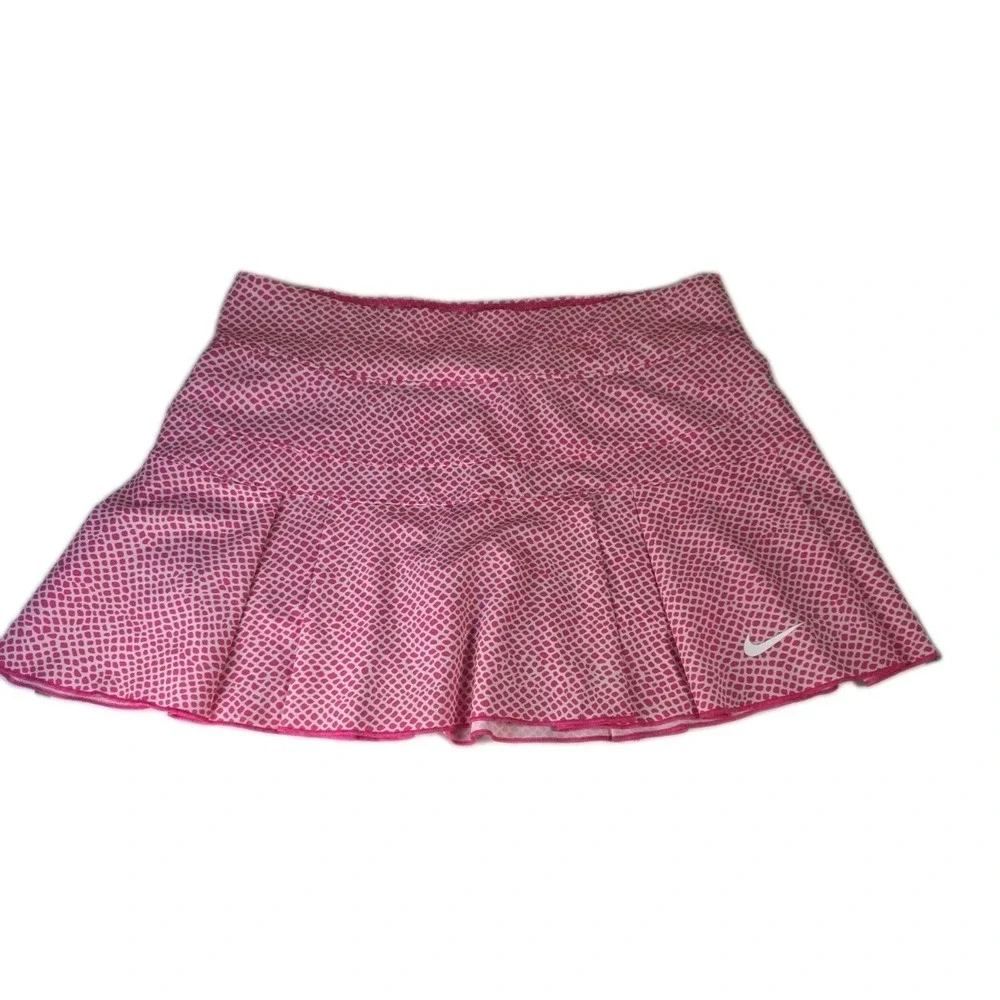 Nike Dri-FIT Victory Printed Tennis Skort Pink/White Pleated — Size Small Long
